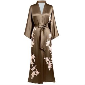 Peanut Kimono Robe Satin Sleepwear Silk Satin